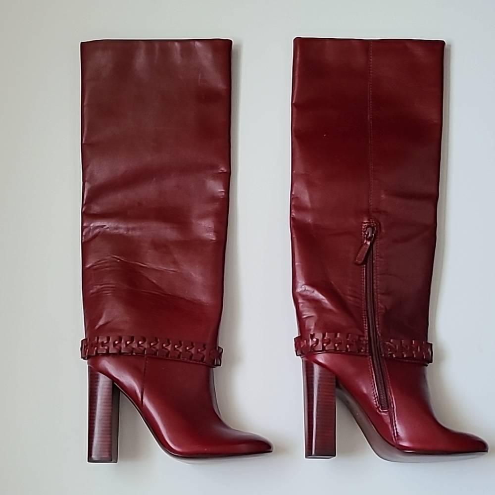Tory Burch Burgundy Sarava Red Agate Knee-High leather Boots sz 6